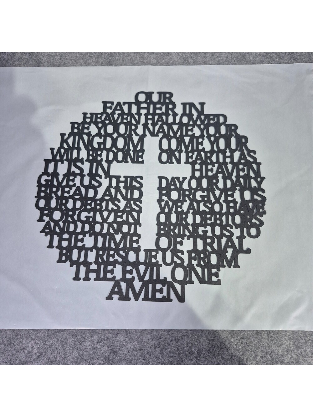 The Lord's Prayer Metal Wall Art Christian Home Decor Gift Black Inspirational
